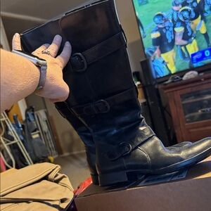 Born Black Leather Combat Boots